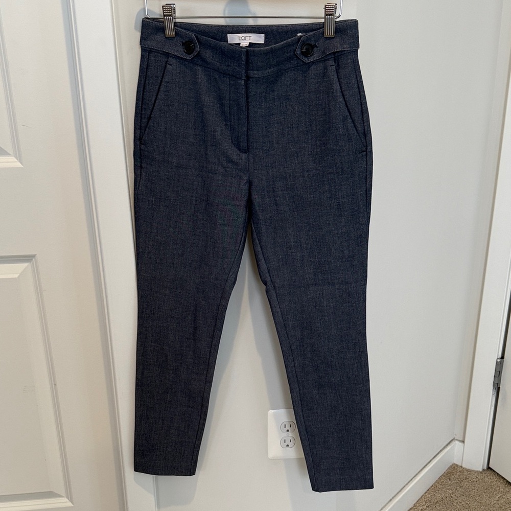 LOFT Navy Ankle-Length Trousers